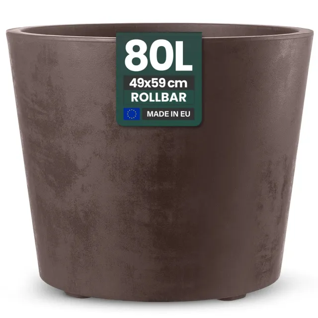 Kreher Millennium XXL Pflanzkübel 80 L Braun rollbar