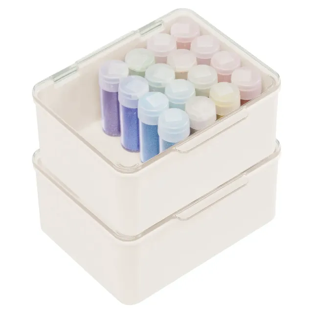 mDesign Aufbewahrungsbox Bastel Creme 2er-Set klein