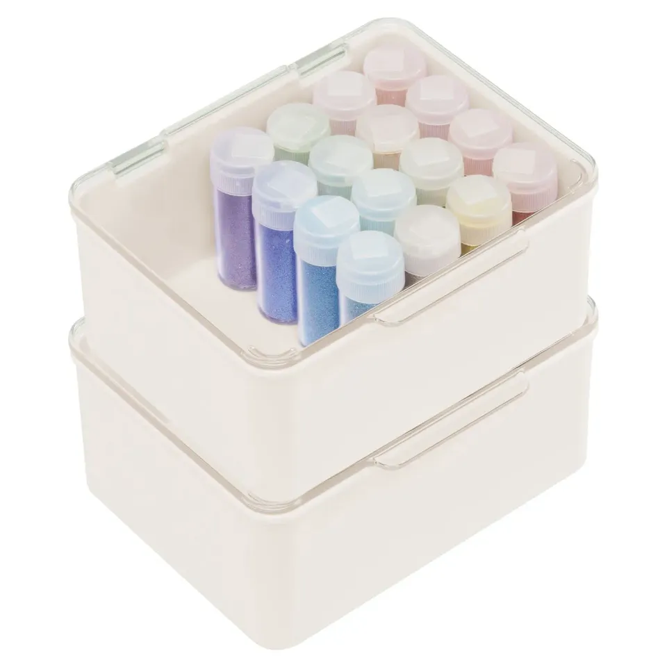 mDesign Aufbewahrungsbox Bastel Creme 2er-Set klein