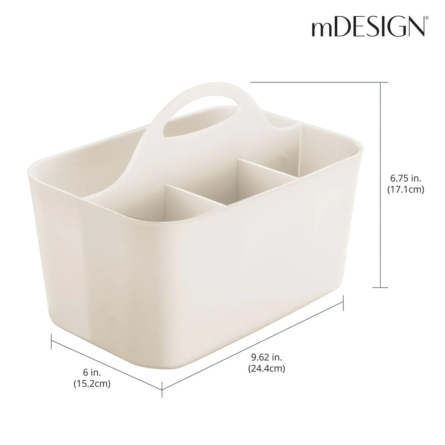 mDesign Badkorb mit Griff Kunststoff Creme 4 Fächer