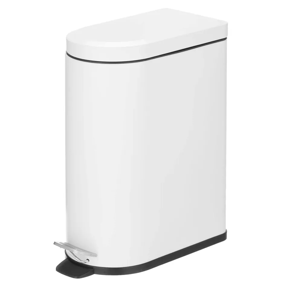 mDesign Tretmülleimer 10 Liter weiß mit Pedal