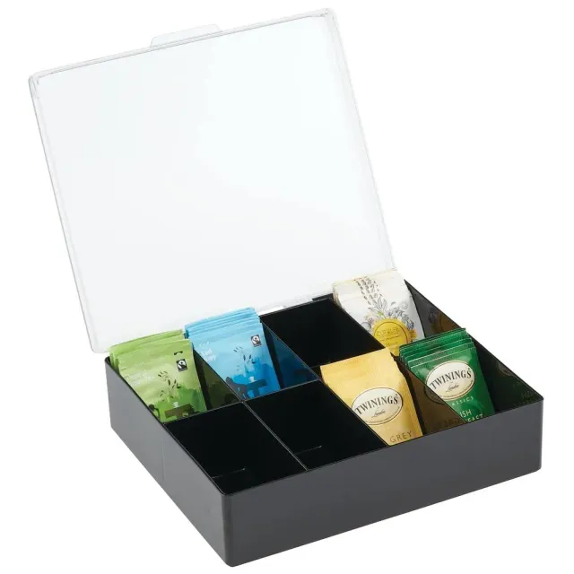 mDesign Teedose Aufbewahrungsbox 8 Fächer schwarz