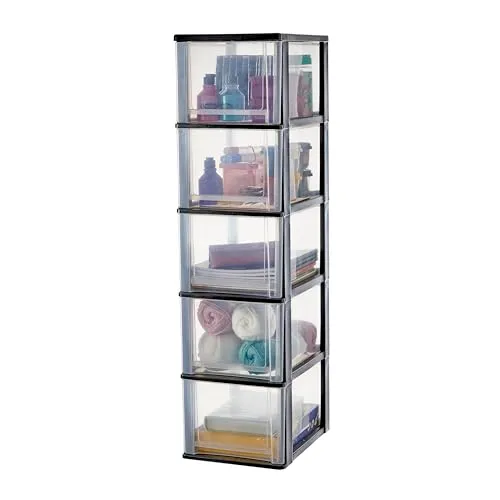 Iris Ohyama DDOCH Schubladenbox 5x13L Schwarz A4 BPA-frei