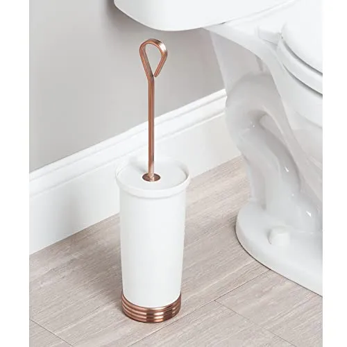 mDesign Toilettenbürste mit Halter weiß-rotgold Kunststoff