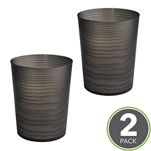 mDesign Abfalleimer Kunststoff 2er-Set mattschwarz Welle