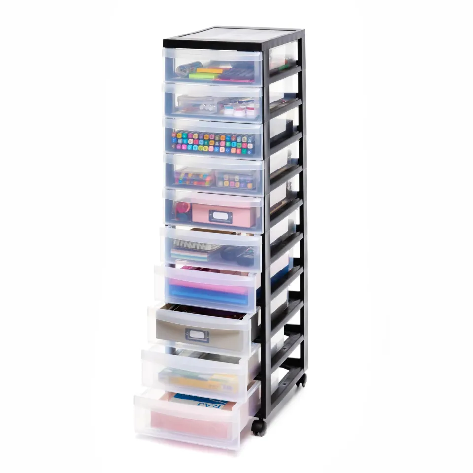 Iris Ohyama DC-010 Rollcontainer Schwarz 10 Schubladen A4
