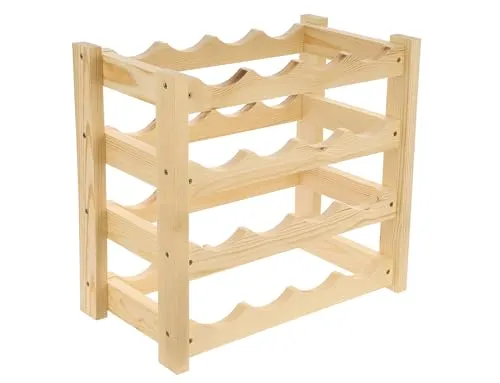 GoodFreshDecor Weinregal Holz für 16 Flaschen 43x24x40 cm Kiefer