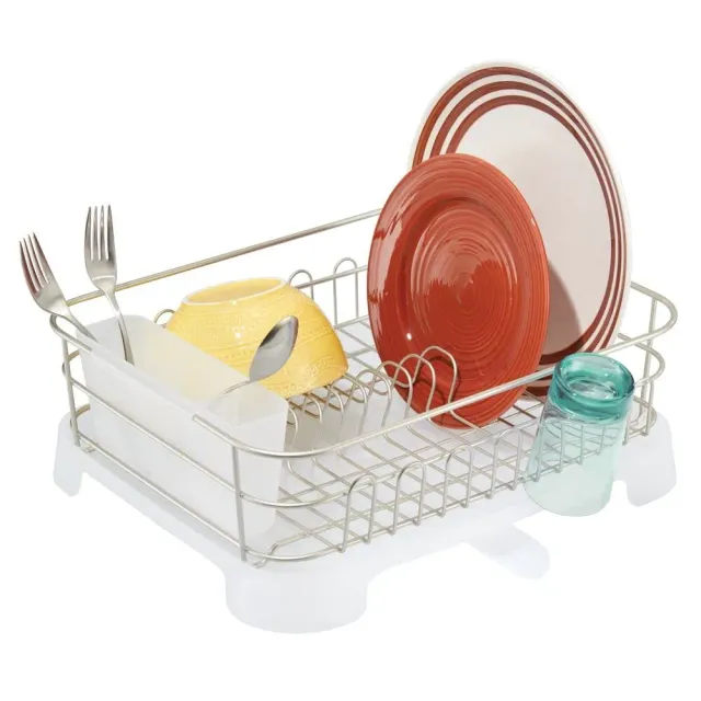 mDesign 3513MDKEU Abtropfkorb mit Besteckkorb satiniert