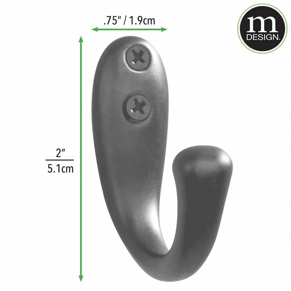 mDesign Wandhaken Metall Garderobenhaken 6er-Set graphit