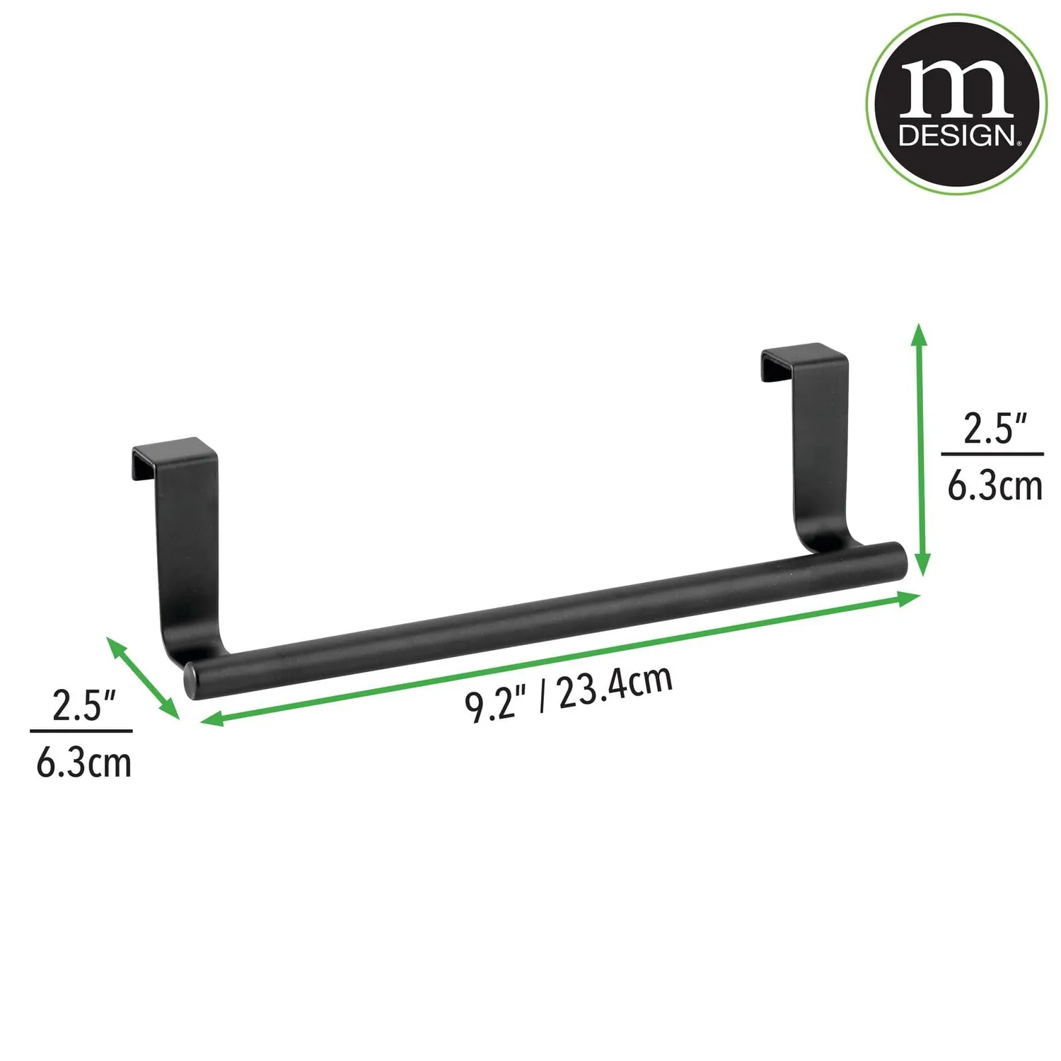 mDesign Handtuchhalter für die Tür Metall schwarz 2er-Set