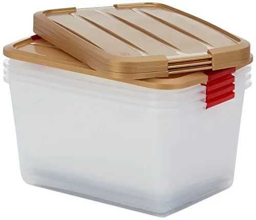 Iris Ohyama TB-45 Xmas Weihnachtsbox 45L 4er-Set transparent