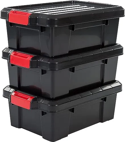 Iris Ohyama SK-130 Aufbewahrungsbox 12,5L 3er-Set schwarz