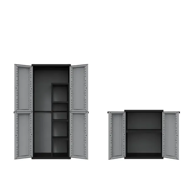 Kreher J Twist Kunststoffschrank Set Grau Spind+Beistellschrank