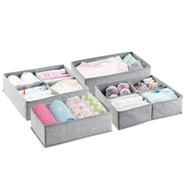 mDesign Aufbewahrungsbox 4er-Set grau Kunststoff leicht