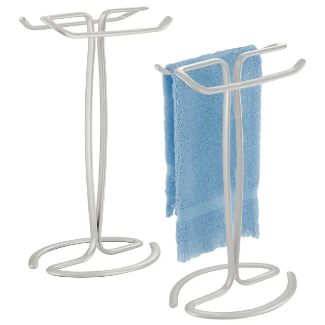 mDesign Handtuchhalter freistehend 2er hellgrau für Gästehandtücher