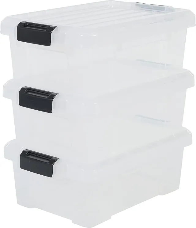 Iris Ohyama SK-130 Aufbewahrungsbox 12,5 L 3er Set klar BPA-frei