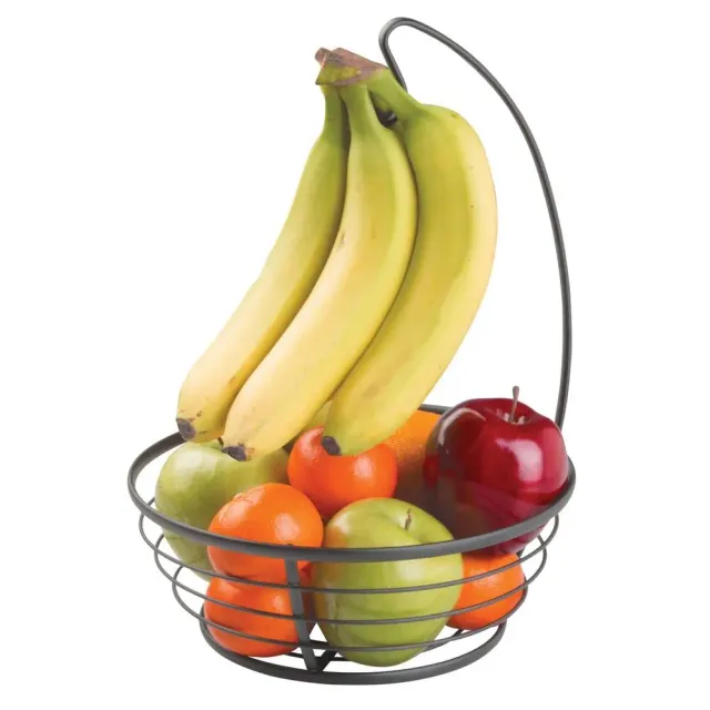 M Design Obstkorb mit Bananenhaken mattschwarz Metall