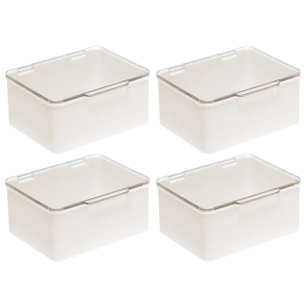 mDesign Aufbewahrungsbox mit Deckel 4er transparent stapelbar