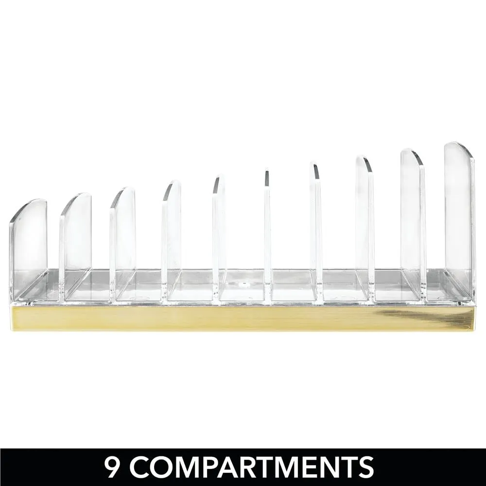 mDesign Kosmetik Organizer Kunststoff 9 Fächer transparent-messing