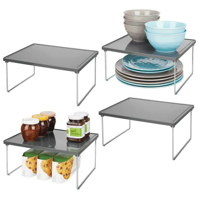 mDesign 06878MDKEU Küchenregal 4er-Set grau faltbar