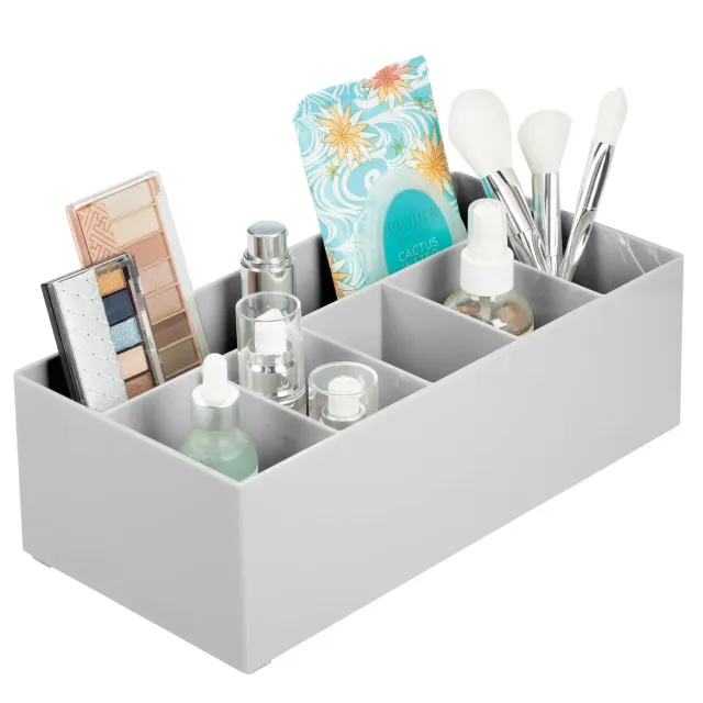 mDesign Schminkaufbewahrung 6 Fächer Kosmetik Organizer Grau