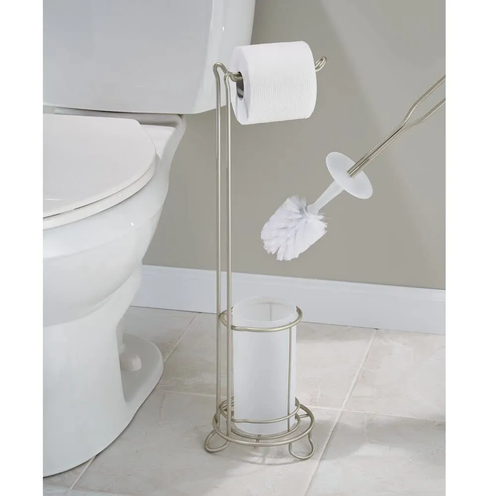 mDesign WC Garnitur Toilettenpapierhalter Bürste silber stehend