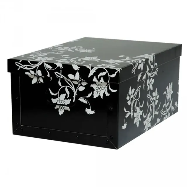 Kreher Dekokarton Blumen Barock Geschenkbox 40L Schwarz