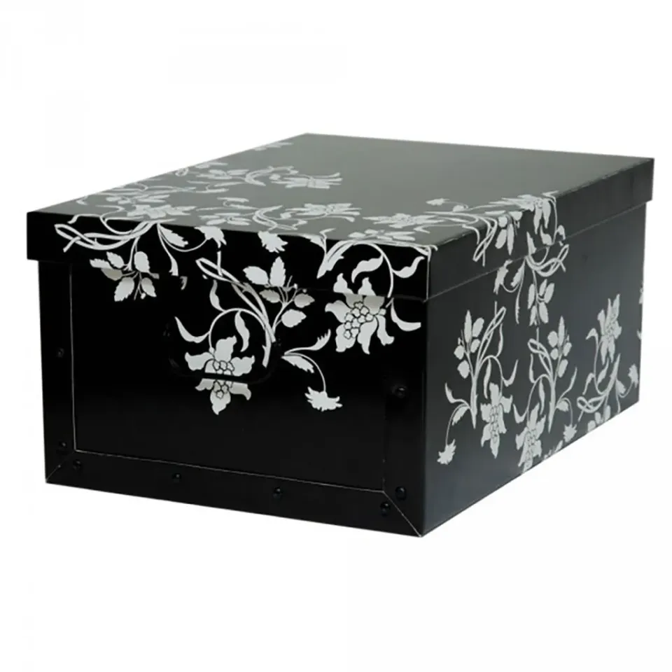 Kreher Dekokarton Blumen Barock Geschenkbox 40L Schwarz