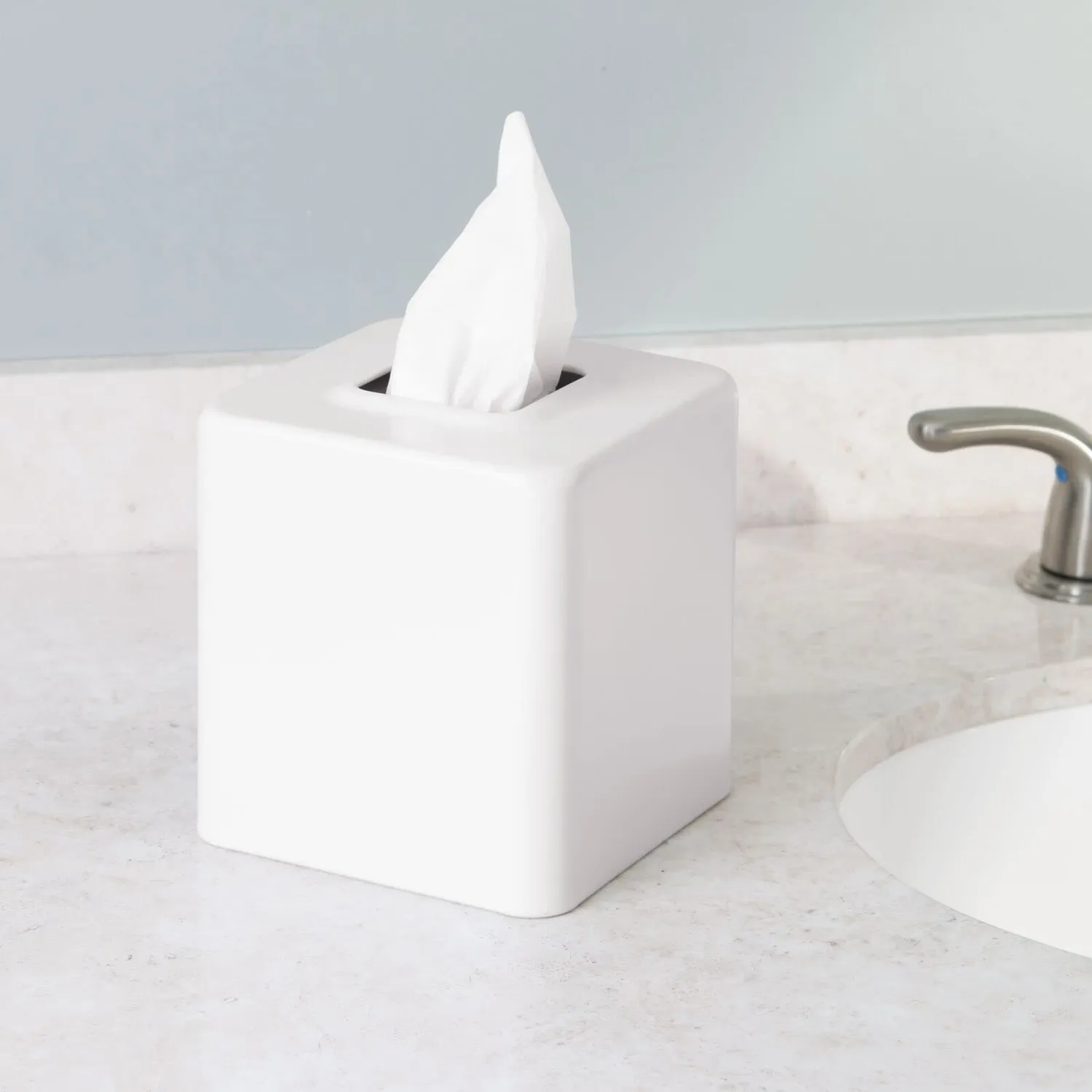 mDesign Kosmetiktücherbox Taschentuchbox weiß 4er-Set Metall
