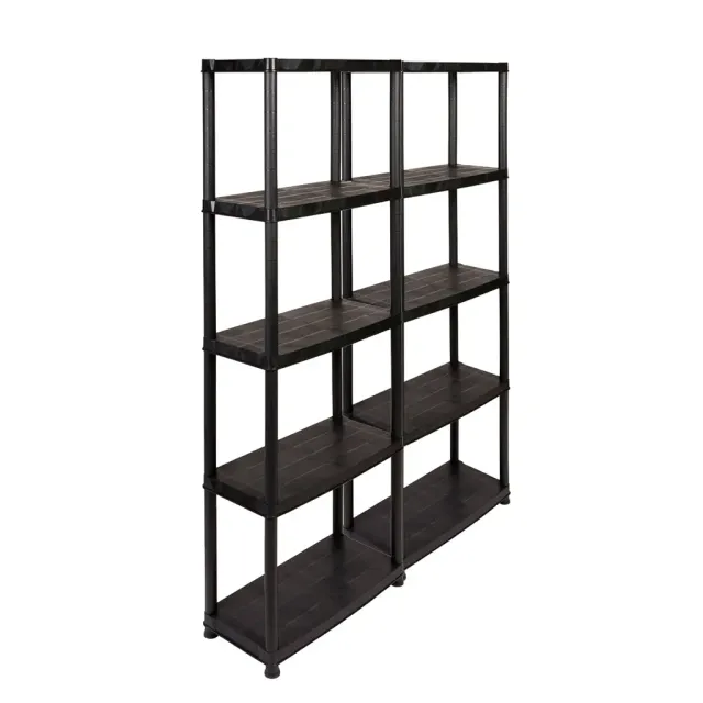 Kreher Primo Plus Kunststoffregal schwarz 2er Pack 5 Böden
