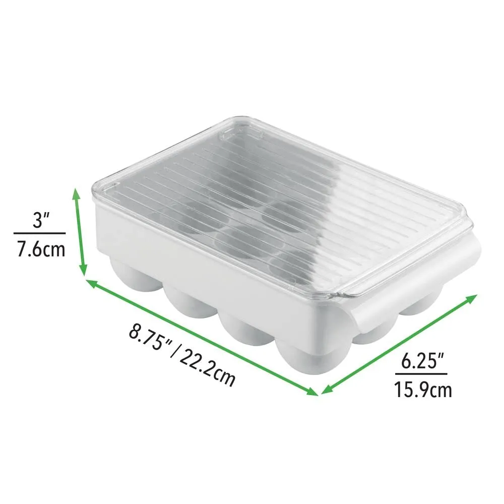 mDesign Eierbehälter 12 Eier Box grau transparent 2er Set stapelbar