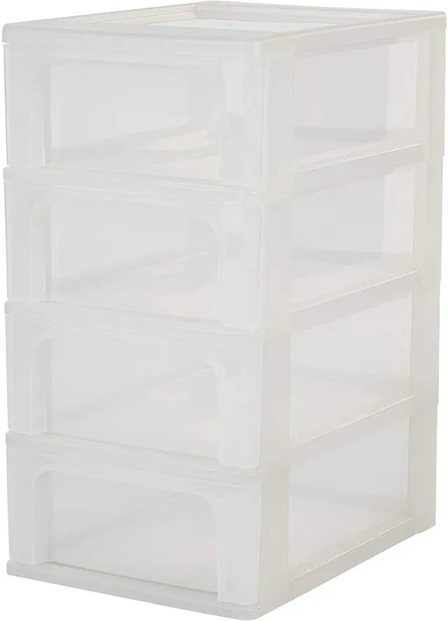 Iris Ohyama OCH-2004 Schubladenbox 4x7L mattweiß A4