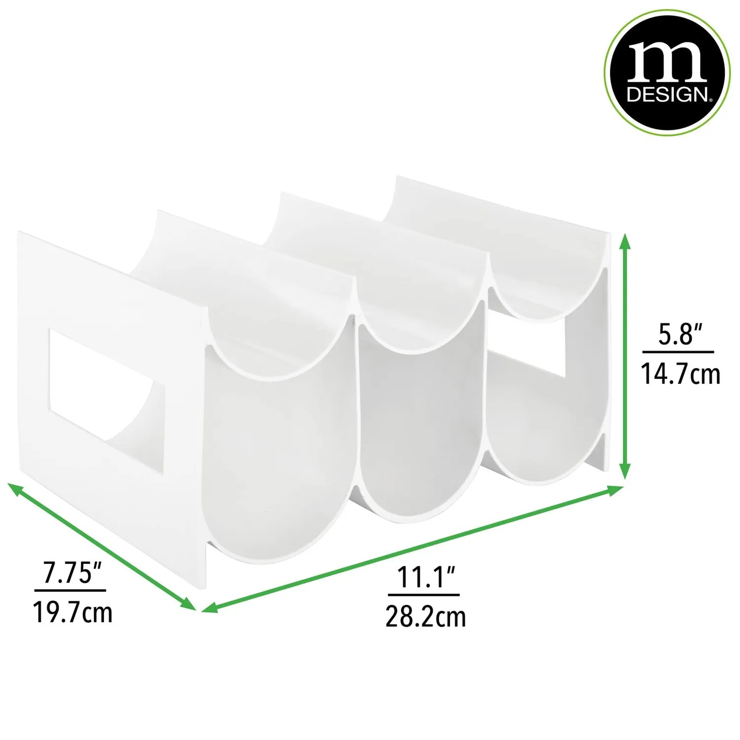 mDesign Weinregal Kunststoff 6 Flaschen Weiß stapelbar