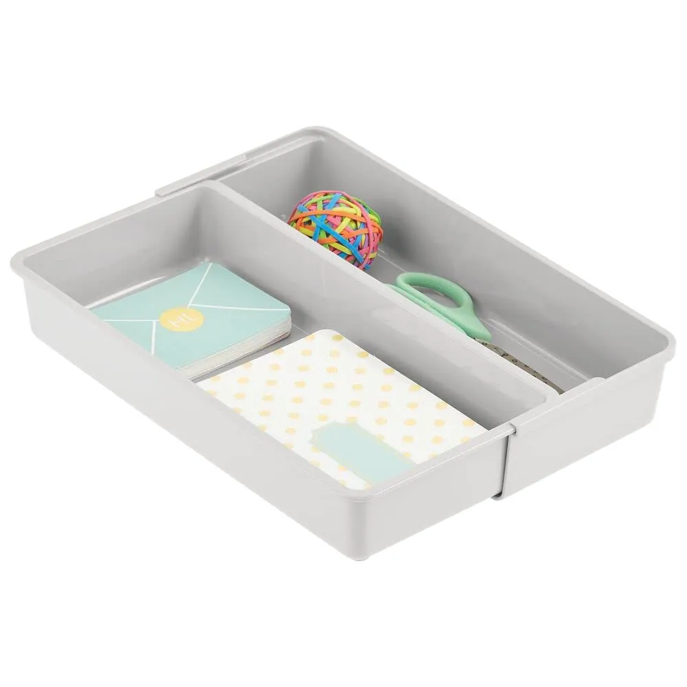 mDesign Schubladen Organizer 2er-Set hellgrau verstellbar