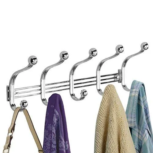 mDesign Türgarderobe 5 Doppelhaken Hakenleiste chrom