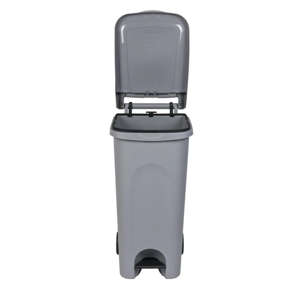 Kreher Mehrzwecktonne 80 Liter Mülltonne Grau mit Pedal