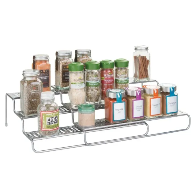 mDesign Gewürzregal ausziehbar Metall silber 35,5 cm