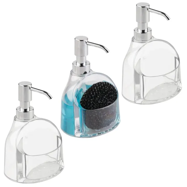 mDesign Seifenspender 3er-Set transparent silber Küche