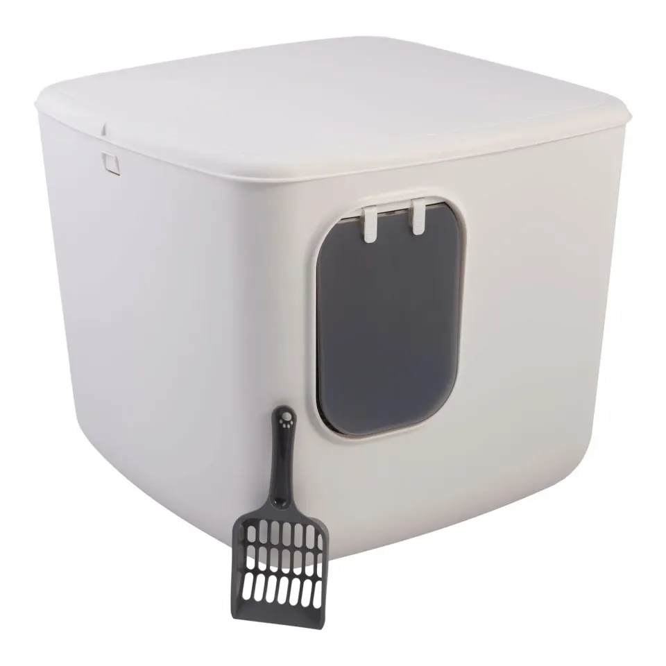 Iris Ohyama CCLB-500 Katzentoilette Weiß Beige geschlossen