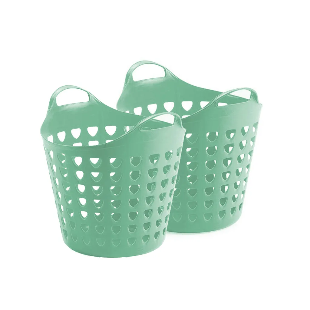 Kreher Flexi Korb 35 Liter Haushaltskorb Blau 2er Set gelocht