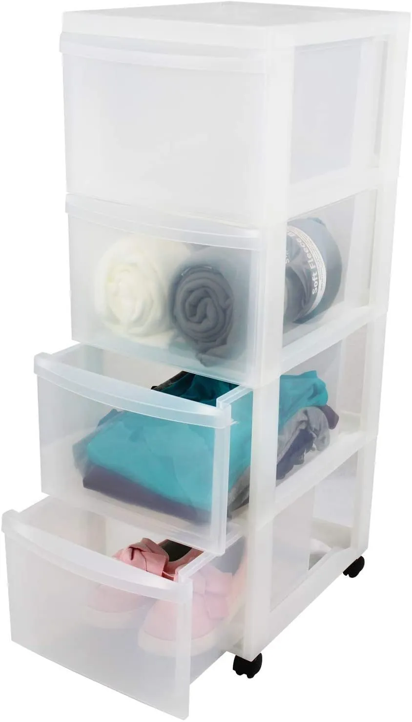Iris Ohyama DC-304 Rollcontainer mattweiß 4x15L