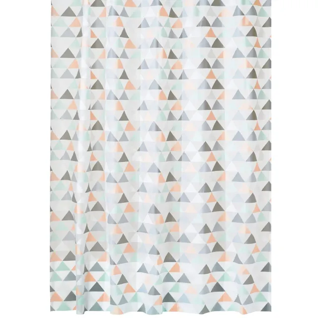 mDesign Duschvorhang Dreiecksmuster koralle mint 183x183 cm