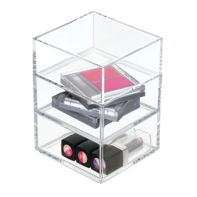 mDesign Kosmetikkorb Badablage 3er-Set durchsichtig 10,2 cm quadratisch