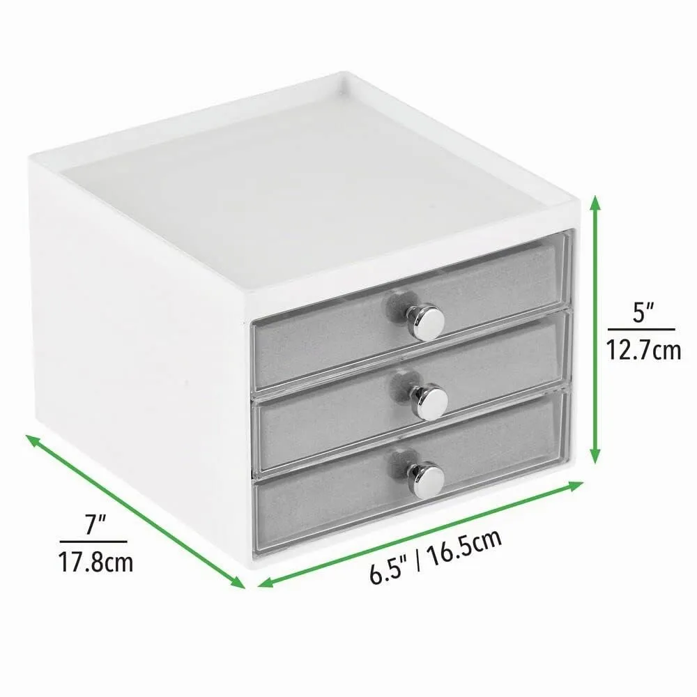 mDesign Schmuckbox Weiß-Grau 3 Schubladen Klein