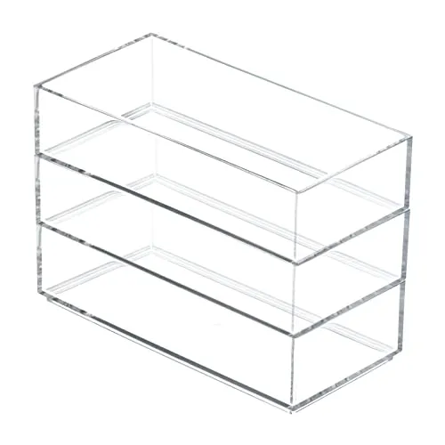 mDesign Kosmetik Organizer Box 3er-Set durchsichtig 20,3 cm stapelbar
