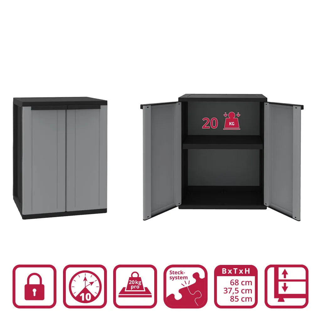 Kreher Joker Schrank-Set 2tlg grau Kunststoff abschließbar