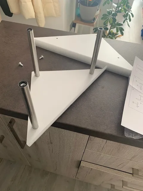 mDesign Eckregal Küche 2 Etagen Metall weiß matt 38cm