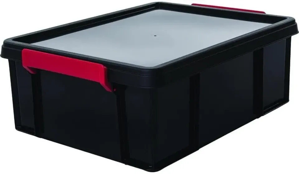 Iris Ohyama MBX-38 Aufbewahrungsbox 38L schwarz mit Deckel