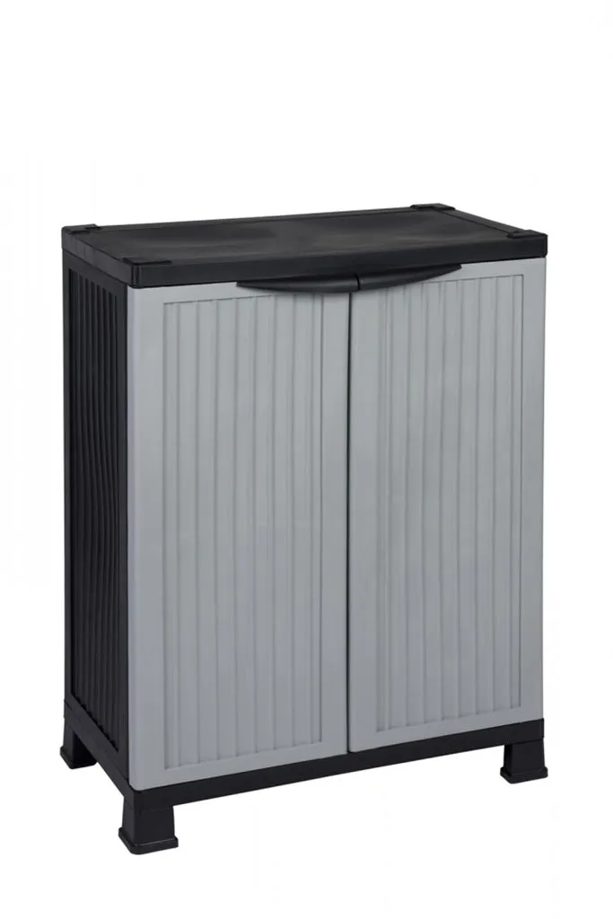 Kreher Noble Kunststoffschrank 2er-Set grau-schwarz 92cm