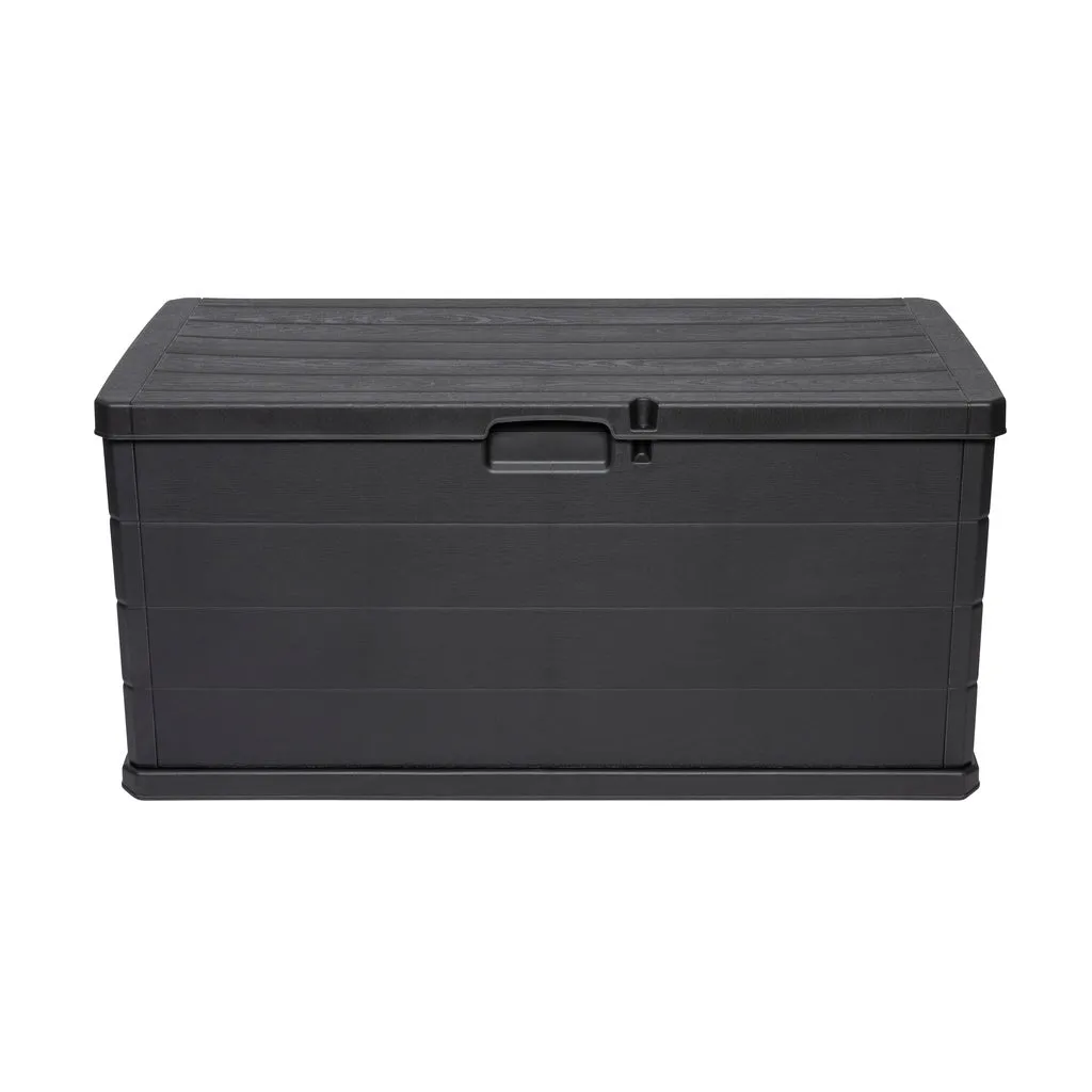 Kreher Kissenbox XXL 340L Holz-Optik anthrazit mit Rollen